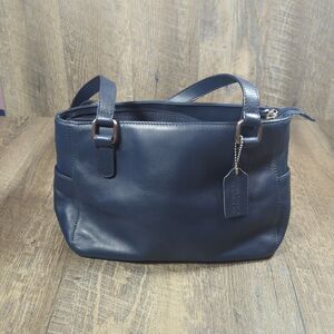 GREAT AMERICAN LEATHERWORKS GENUINE LEATHER NAVY BLUE PURSE HANDBAG TOTE